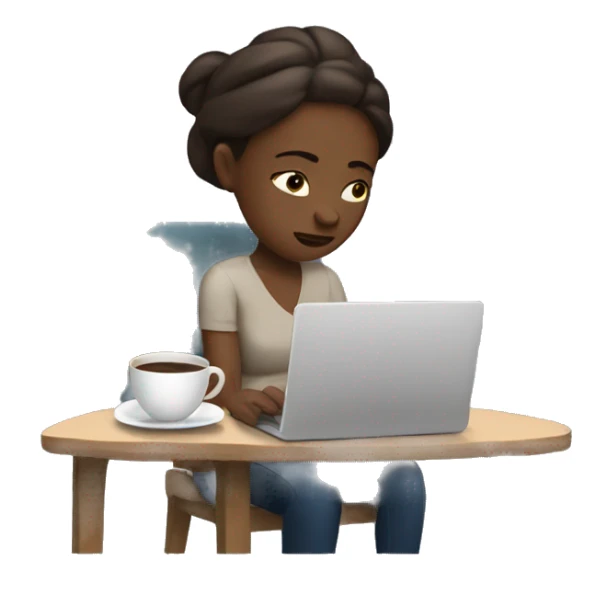 tired girl with laptop drinking a lot of coffee sticker