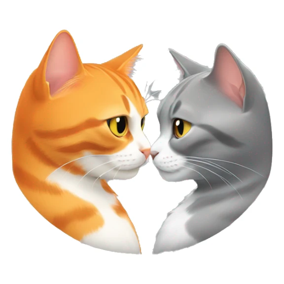Orange cat and grey cat kissing sticker