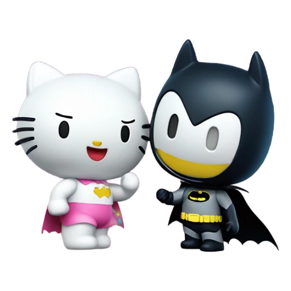Hello kitty and Batman kissing under moon sticker
