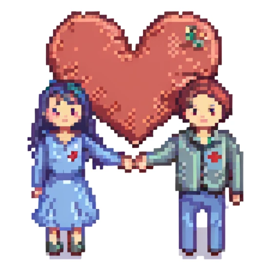 An in love couple with a heart above them, enjoy style sticker