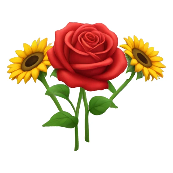 Ramo de 3 rosas rojas y 3 girasoles  sticker