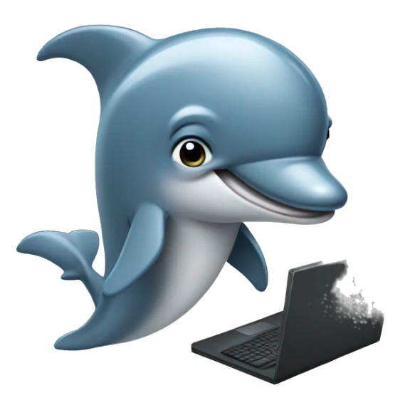 Dolphin who works an office job on a computer  sticker