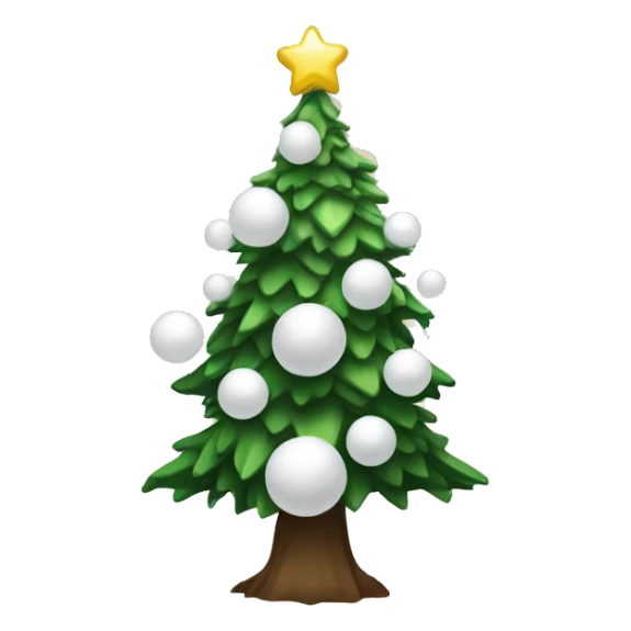Christmas tree with snow, lights and white balls  sticker