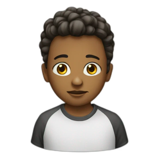 A boy in shirt of dope name printed sticker