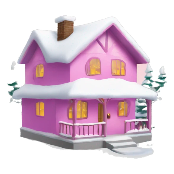christmas snow house with pink xolour sticker