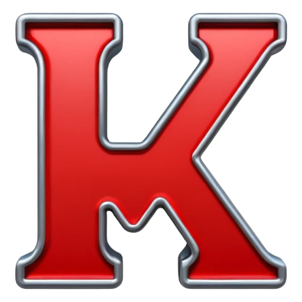 Red chain link logo in the shape of the letter K sticker