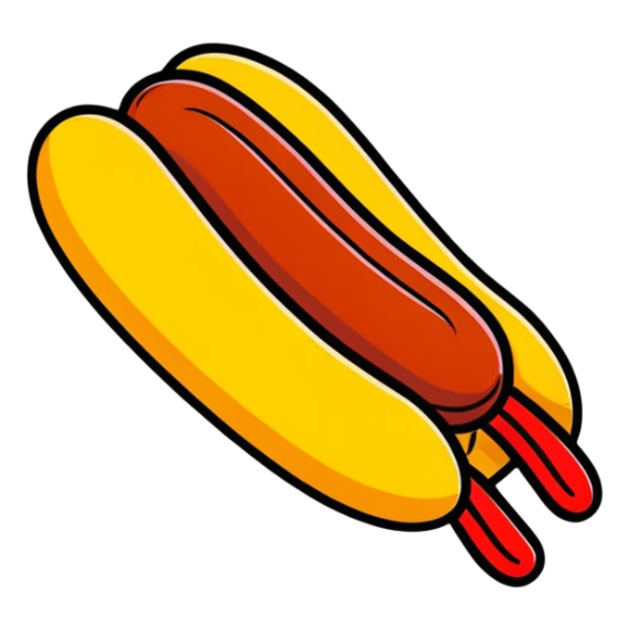 sausage with Soviet propaganda poster style, bold red and yellow, dynamic lines sticker