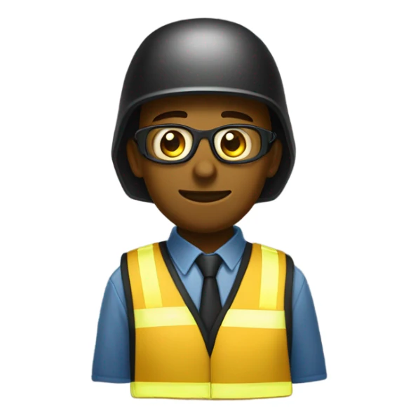 Trabalhador negro com capacete de segurança amarelo e óculos sticker