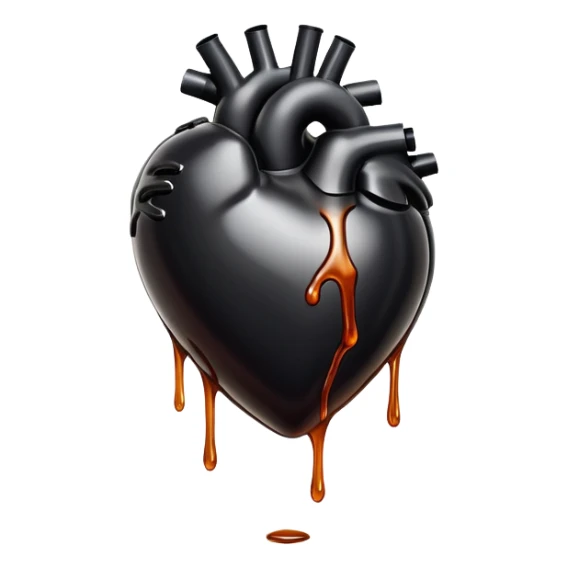 black oil heart melts sticker