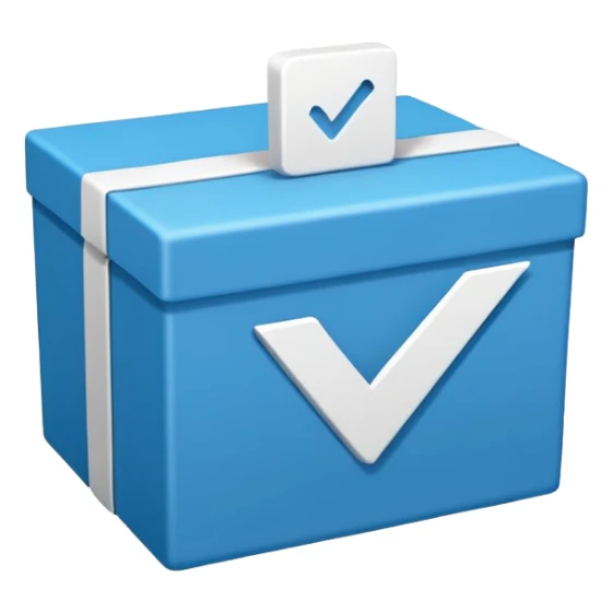 Side way check mark in bule box 2d not 3d sticker