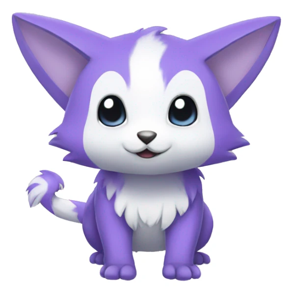 Cute cool purple white blue animal hybrid Fakemon full body sticker