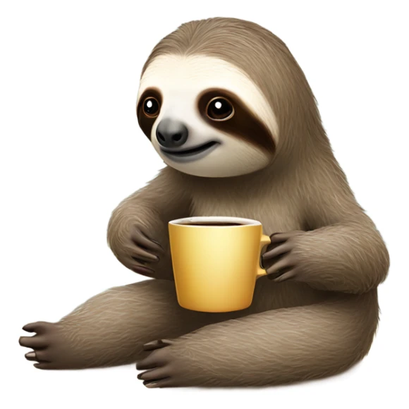 sloth with a cup of coffee in his hand ￼ sticker