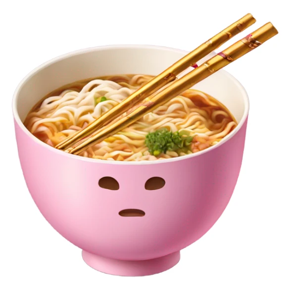 traditional ramen, pink and gold bowl, gold chopsticks sticker