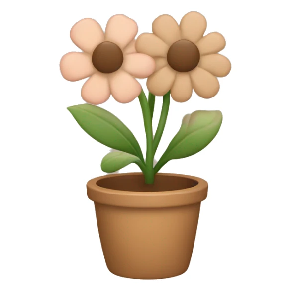 there is a pot in pastel brown colors and a flower in it sticker