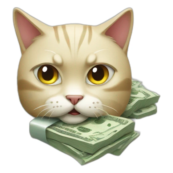angry noruegan cat with money sticker