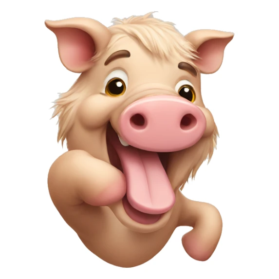 Long hairy pig with thumb Up sticker