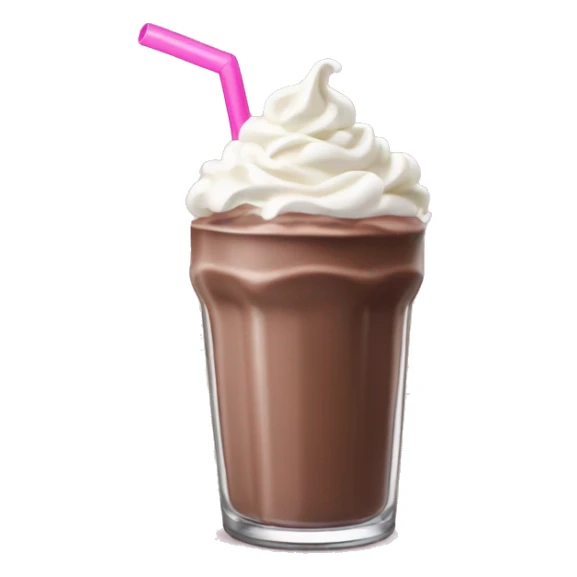 Chocolate milkshake with whipped cream and pink straw  sticker