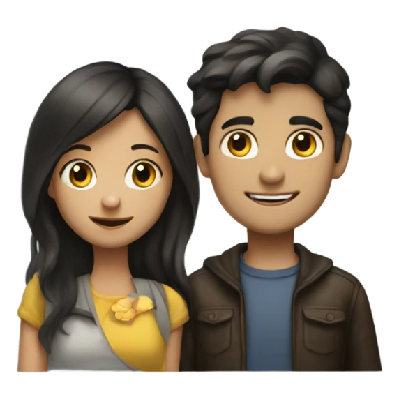 A dark-haired girl and a dark-haired boy just bought a house sticker