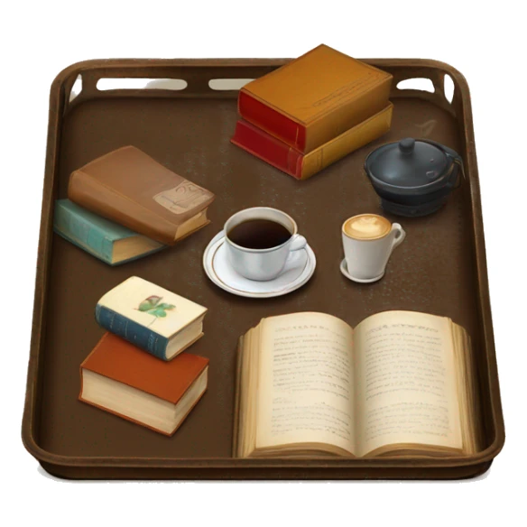 vintage tray with books and coffee  sticker