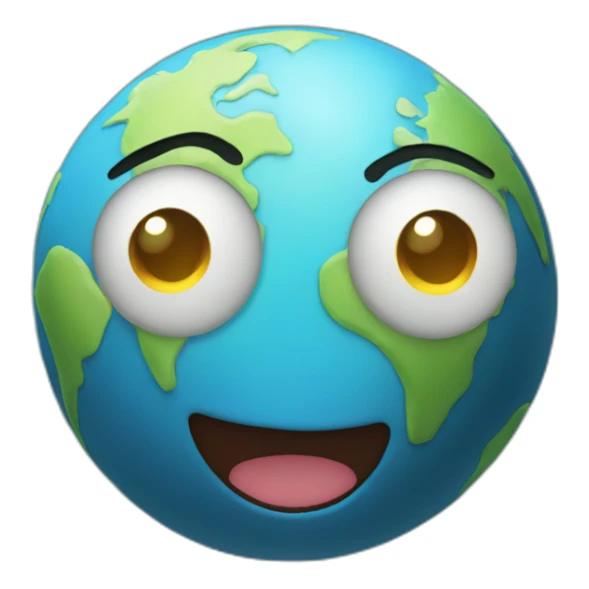 planet earth with cartoon face with smiling eyes sticker