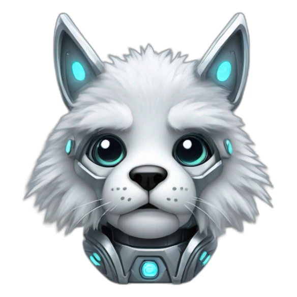 Cyber futuristic silver furry robot  sticker