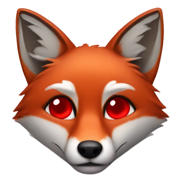 dark red fox face with tiny red heart instead of eyes sticker