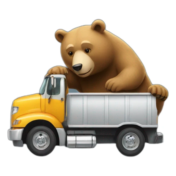 Bear driving truck with only truck head sticker