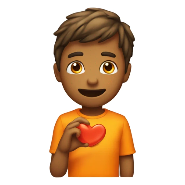 Emoji tirando un beso con corazón naranja sticker