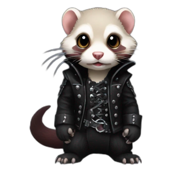 Red ferret wearing black gothic heavy metal clothing sticker