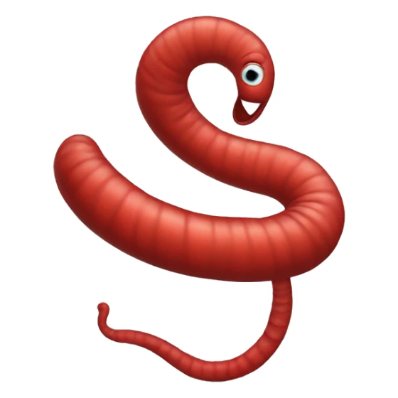 generate a red worm who look like the Letter W sticker