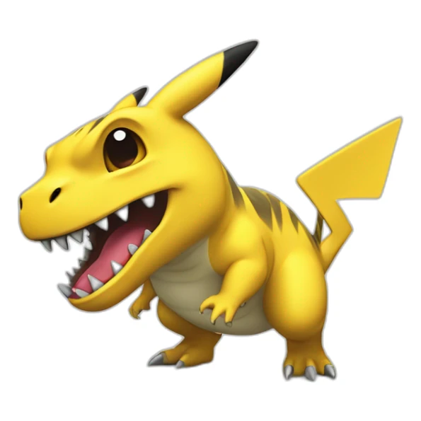Pikachu sur le dos d'un T-Rex sticker