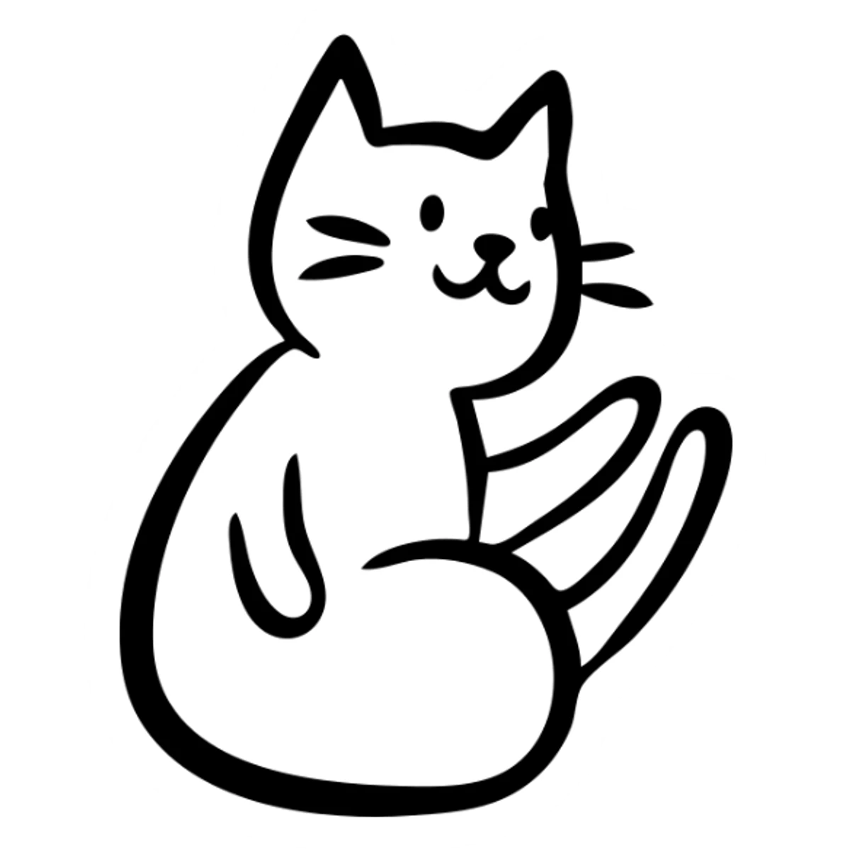 Curious cat looking up with one paw raised sticker