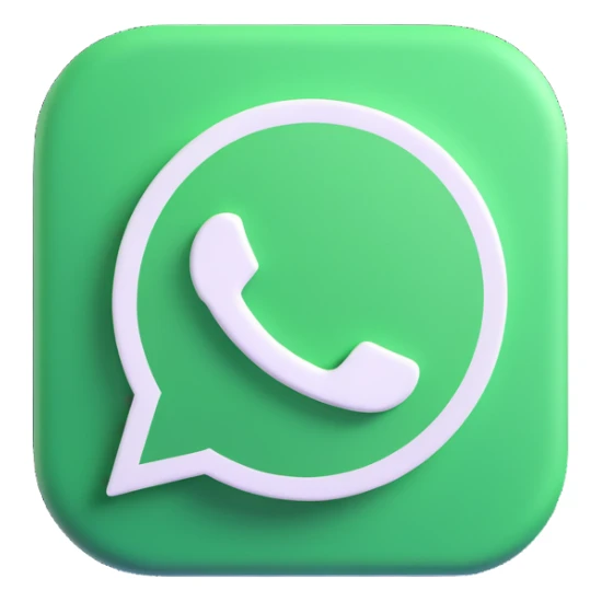 3d style whatsapp logo, green and white, no text, no background sticker