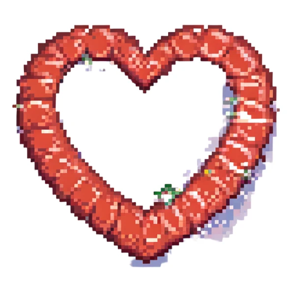 a red heart with a sparkle, pixel art style sticker