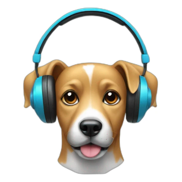 Dog listens to music with headphones sticker
