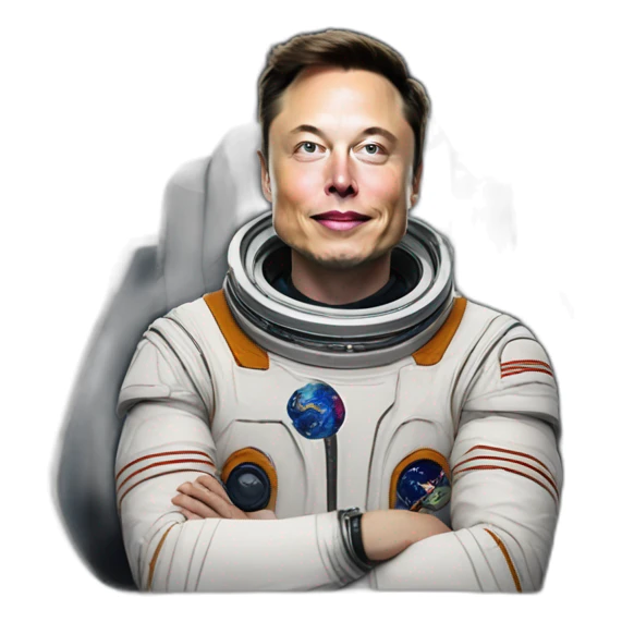 Elon Musk in the space in the moon caal a cat sticker