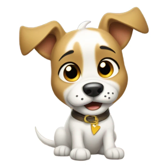 Create a cartoon-style static emoji featuring Bolt (the Disney dog) sitting with tears streaming down his face, looking sad and emotional. Keep the pose expressive and the tears sparkling for added charm. sticker