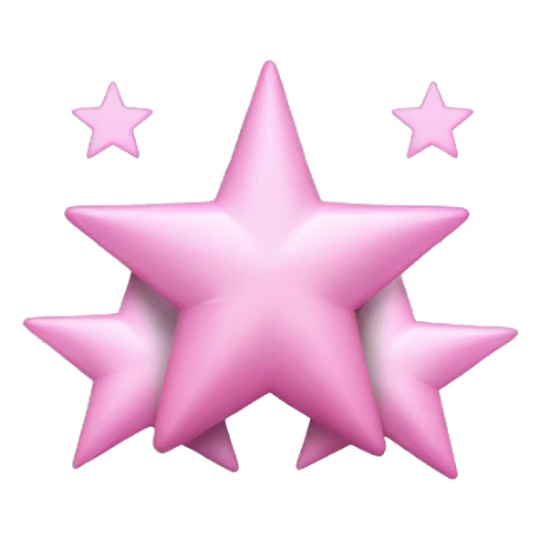 Three small pink , five-pointed stars grouped together. The stars have a slightly elongated shape, giving them a twinkling effect. They vary in size, with the largest star in the center and two smaller stars on either side.  sticker