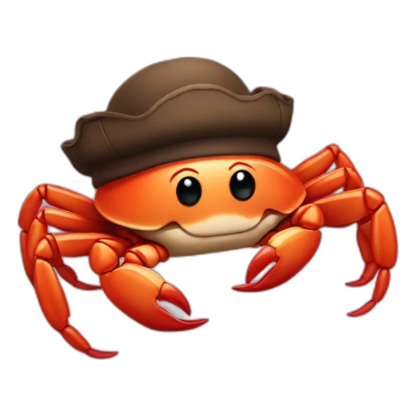 crab wearing a berret and a mustache sticker