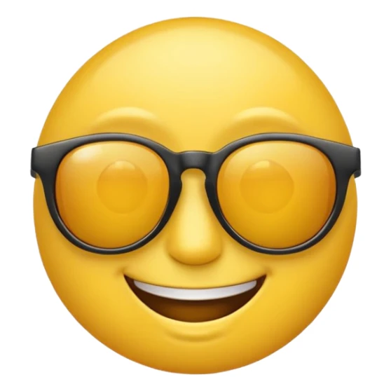 An emoji face with sunglasses that have reflective lenses sticker