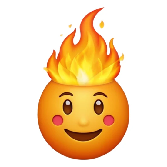 Make a 3d emoji of t with fire sticker