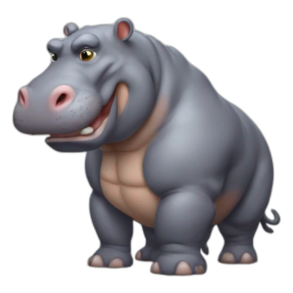 very strong and muscular hippo sticker