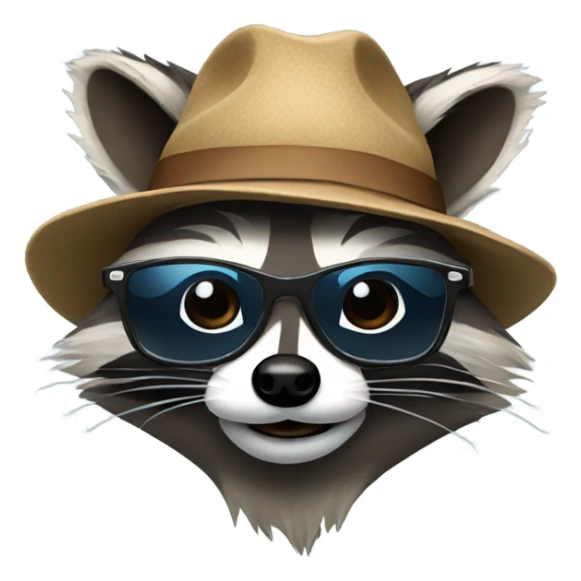 Raccoon with hat and glasses sticker