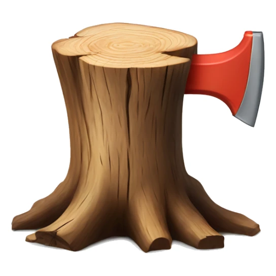 Realistic wood stump with axe chopping it sticker