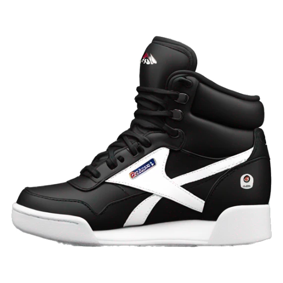 Realistic black  reebok classic leave boots with white logo sticker