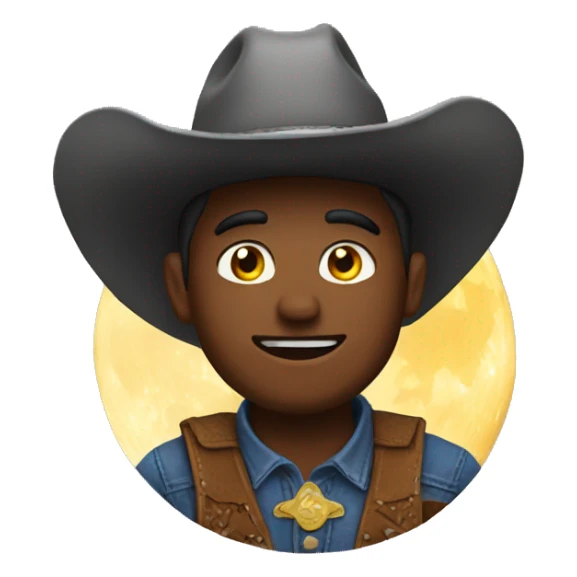 cowboy emoji and moon emoji put together sticker