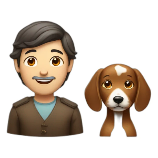 Jewish man and Chinese lady with brown dog smiling sticker