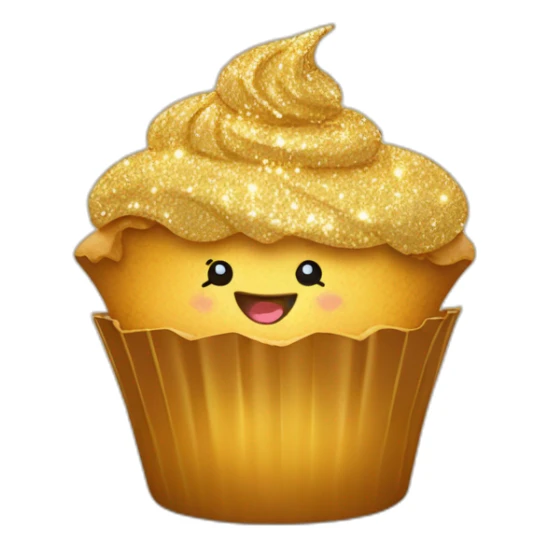 Happy golden sparkly cupcake sticker