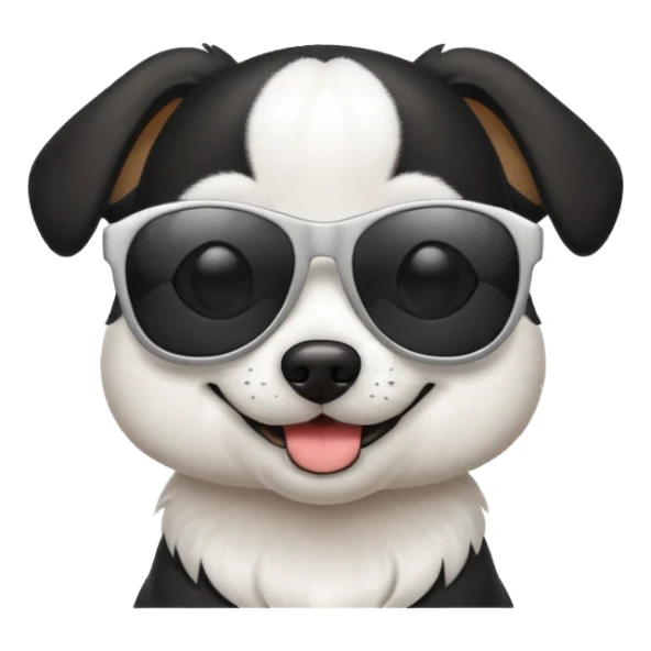 black and white dog wearing sunglasses sticker