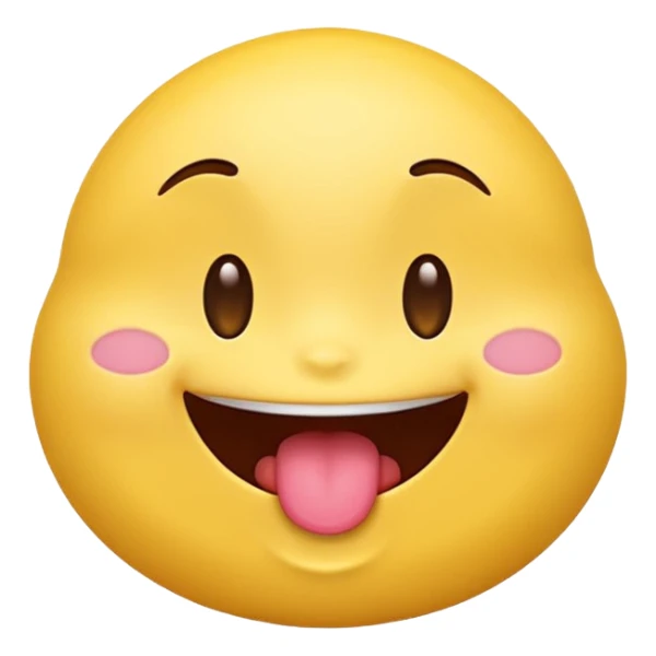 Emoji with its tounge out smiling whilst looking up sticker